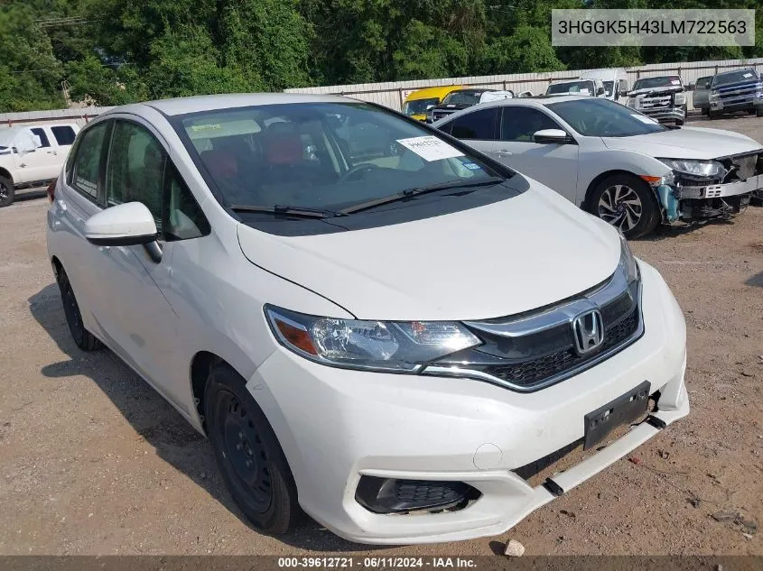 2020 Honda Fit Lx VIN: 3HGGK5H43LM722563 Lot: 39612721