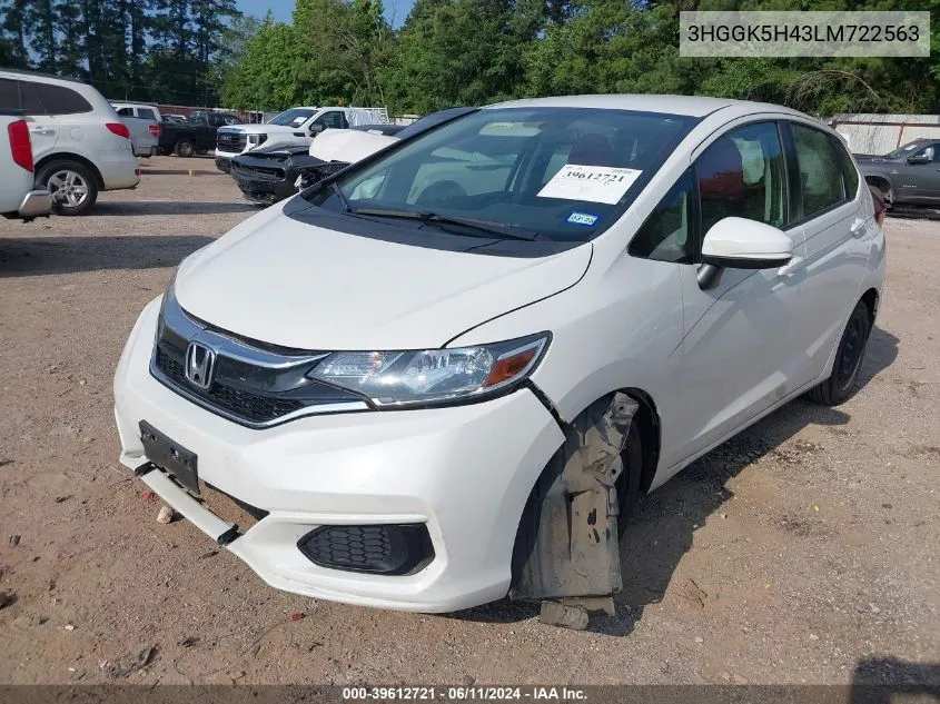 2020 Honda Fit Lx VIN: 3HGGK5H43LM722563 Lot: 39612721