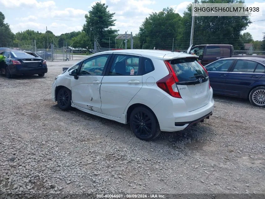 2020 Honda Fit Sport VIN: 3HGGK5H60LM714938 Lot: 40066501