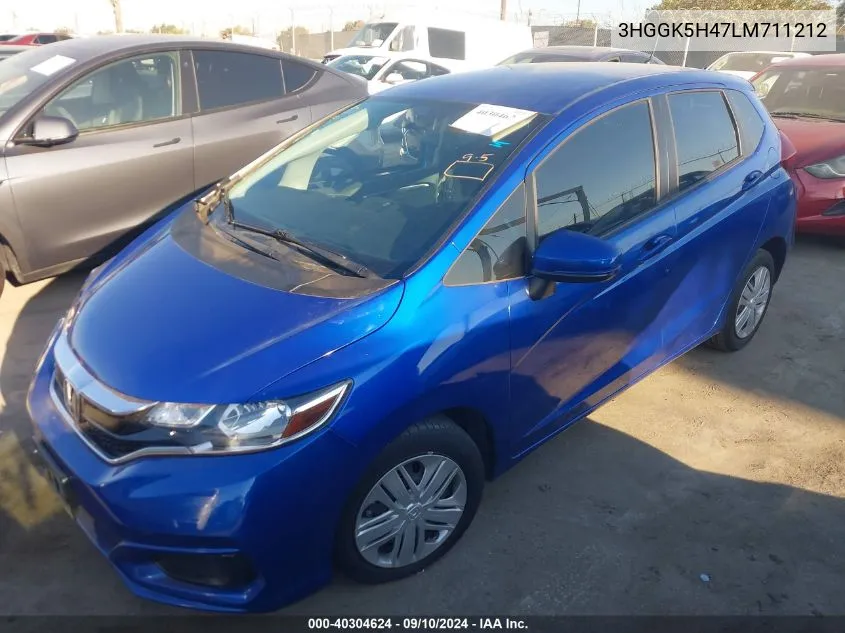 2020 Honda Fit Lx VIN: 3HGGK5H47LM711212 Lot: 40304624