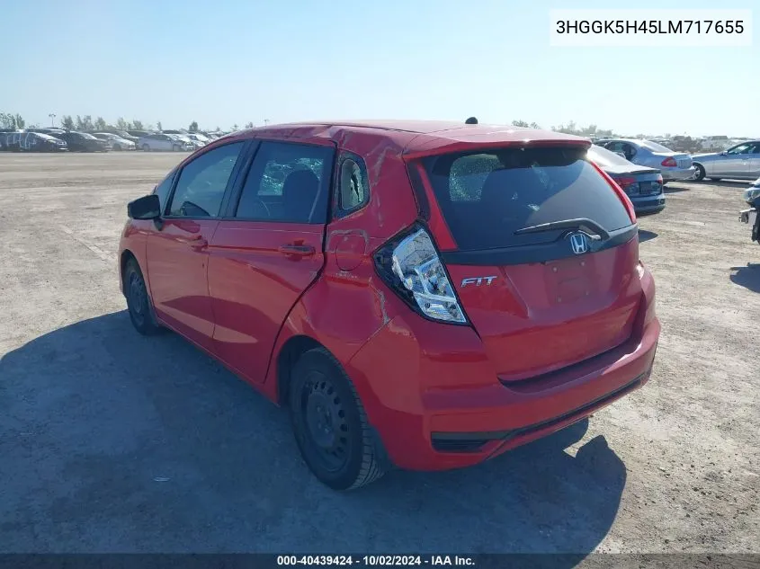 2020 Honda Fit Lx VIN: 3HGGK5H45LM717655 Lot: 40439424