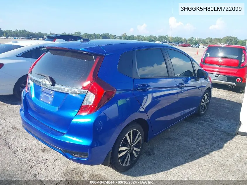 2020 Honda Fit Ex VIN: 3HGGK5H80LM722099 Lot: 40474844