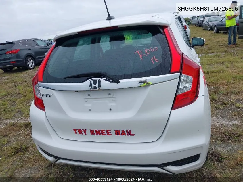 2020 Honda Fit Ex VIN: 3HGGK5H81LM726596 Lot: 40539124