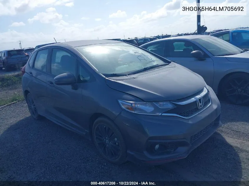 2020 Honda Fit Sport VIN: 3HGGK5H64LM705692 Lot: 40617208