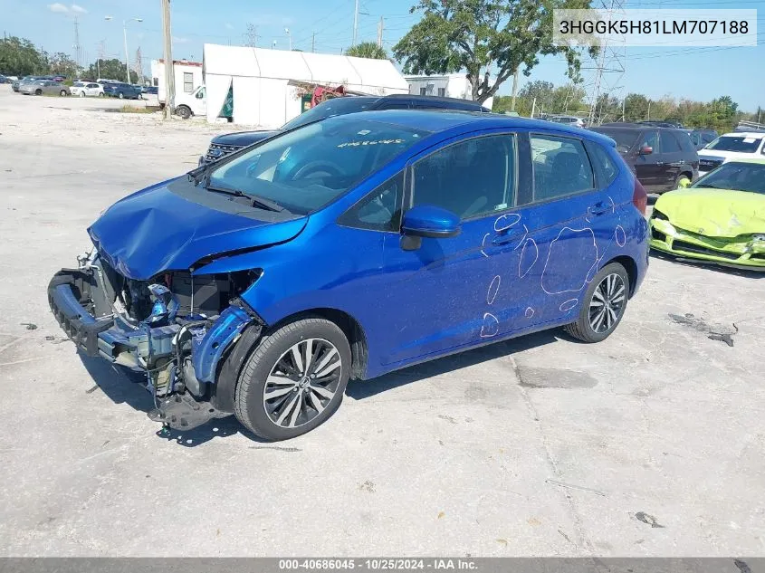 2020 Honda Fit Ex VIN: 3HGGK5H81LM707188 Lot: 40686045