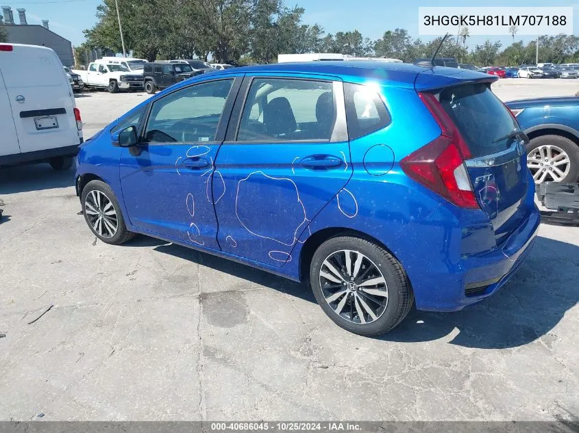 2020 Honda Fit Ex VIN: 3HGGK5H81LM707188 Lot: 40686045