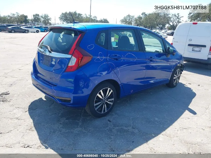 2020 Honda Fit Ex VIN: 3HGGK5H81LM707188 Lot: 40686045