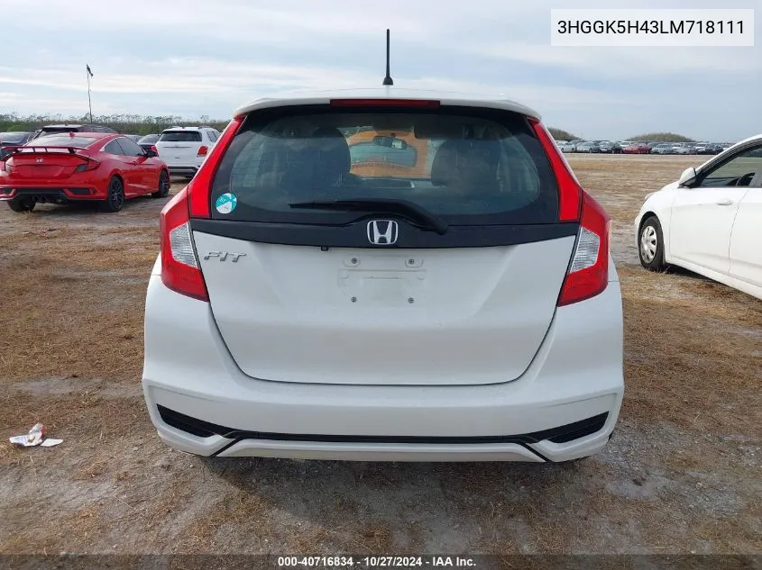 2020 Honda Fit Lx VIN: 3HGGK5H43LM718111 Lot: 40716834