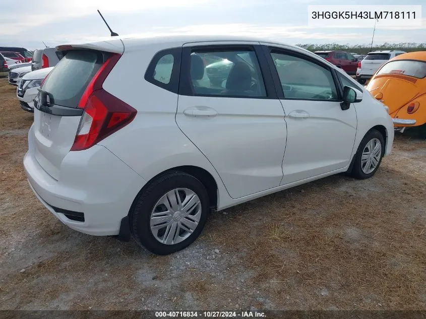 2020 Honda Fit Lx VIN: 3HGGK5H43LM718111 Lot: 40716834