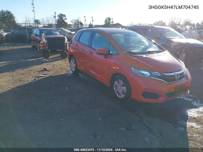 2020 Honda Fit Lx VIN: 3HGGK5H47LM704745 Lot: 40823470