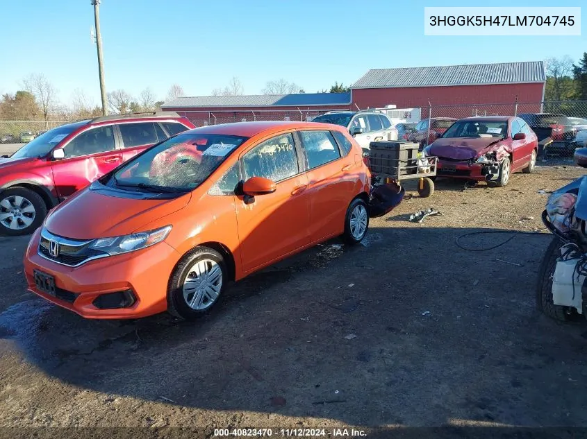 2020 Honda Fit Lx VIN: 3HGGK5H47LM704745 Lot: 40823470