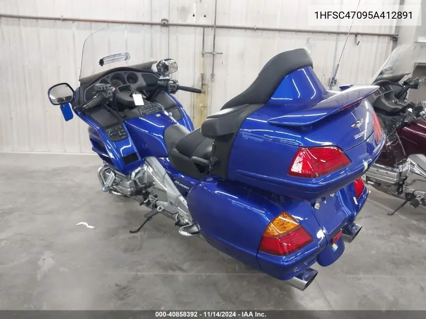 2005 Honda Gl1800 VIN: 1HFSC47095A412891 Lot: 40858392