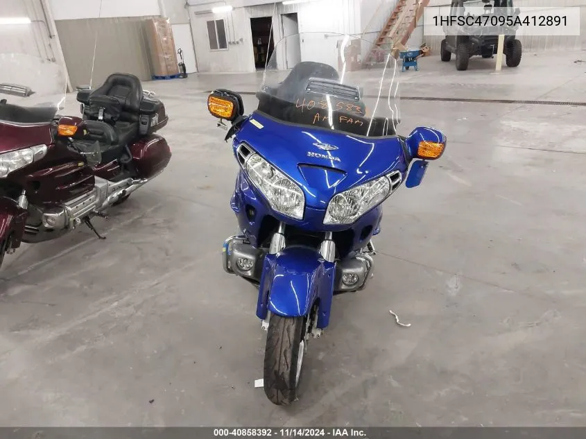 2005 Honda Gl1800 VIN: 1HFSC47095A412891 Lot: 40858392