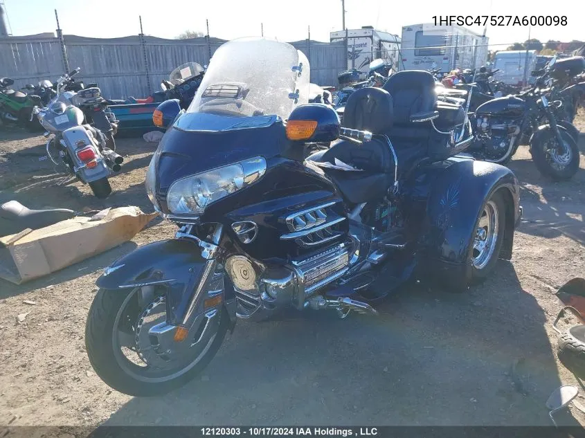 2007 Honda Gl1800 A VIN: 1HFSC47527A600098 Lot: 12120303