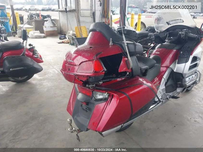 2012 Honda Gl1800 VIN: JH2SC68L5CK002201 Lot: 40680530