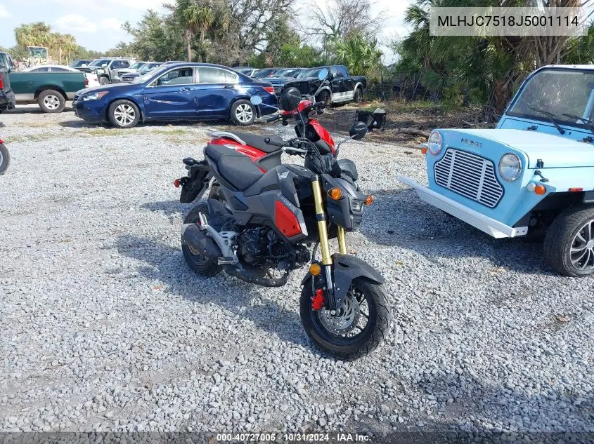 2018 Honda Grom VIN: MLHJC7518J5001114 Lot: 40727005