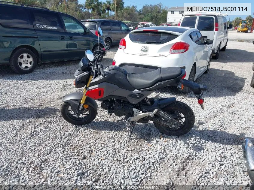 2018 Honda Grom VIN: MLHJC7518J5001114 Lot: 40727005