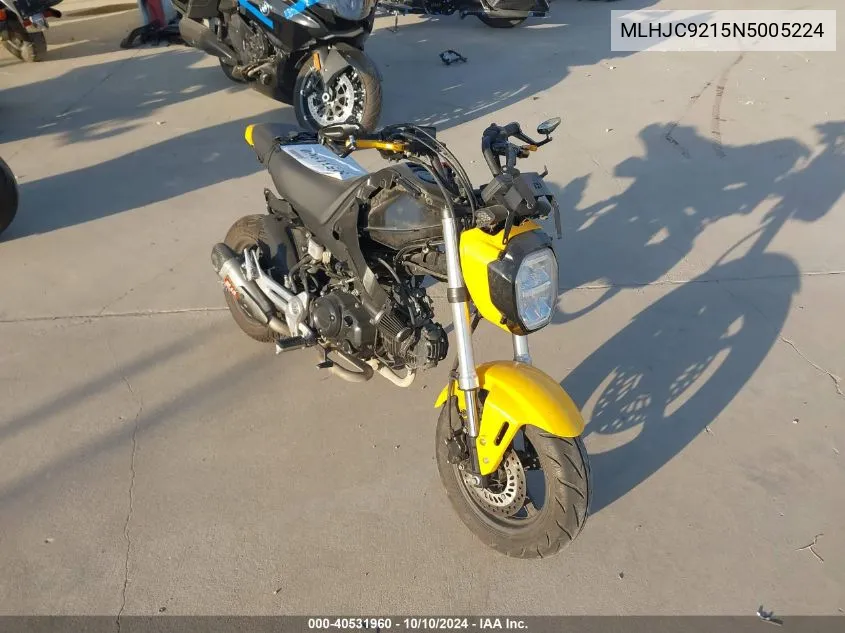 2022 Honda Grom 125 VIN: MLHJC9215N5005224 Lot: 40531960