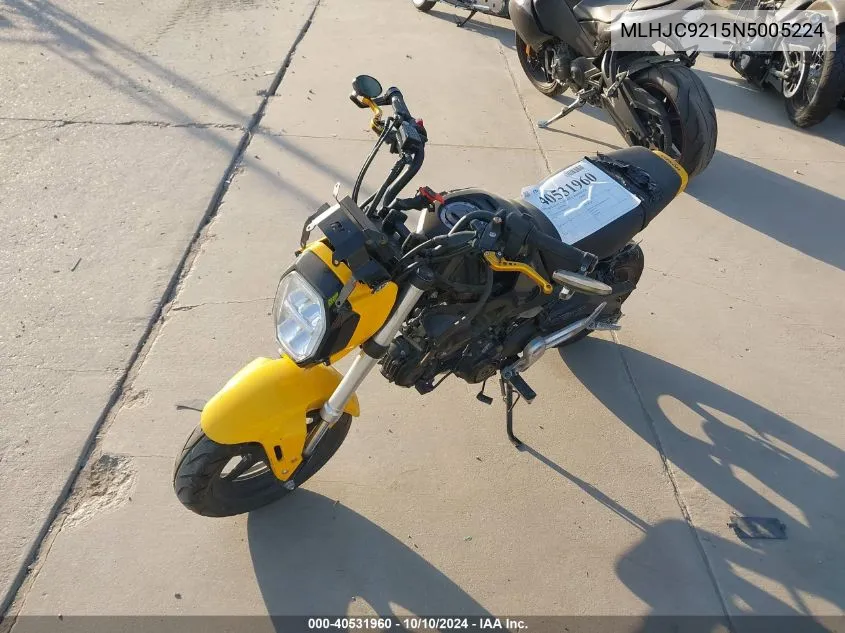 2022 Honda Grom 125 VIN: MLHJC9215N5005224 Lot: 40531960