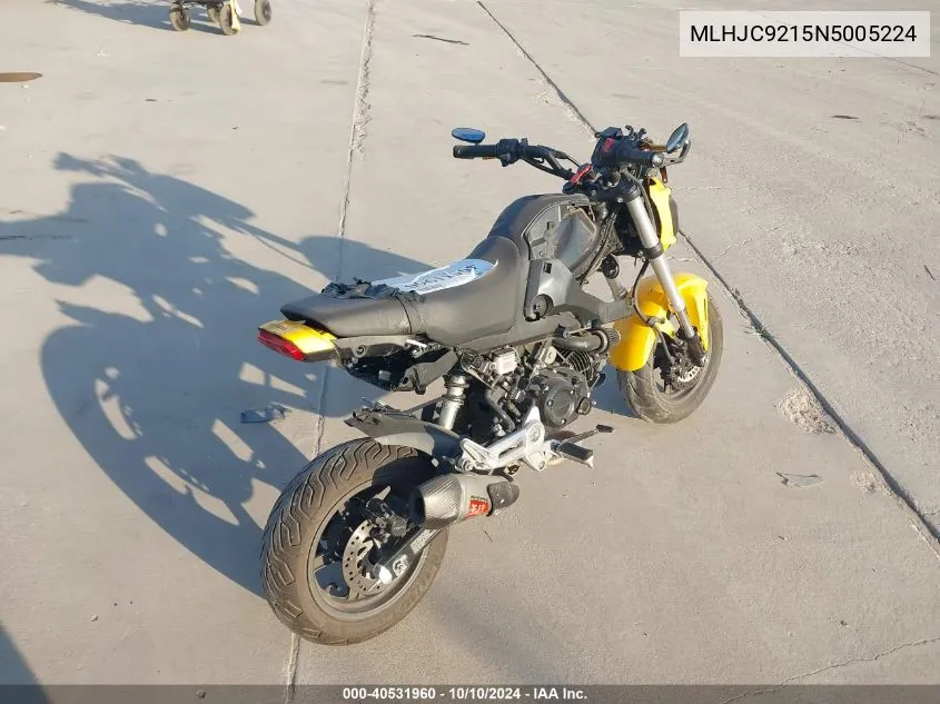 2022 Honda Grom 125 VIN: MLHJC9215N5005224 Lot: 40531960