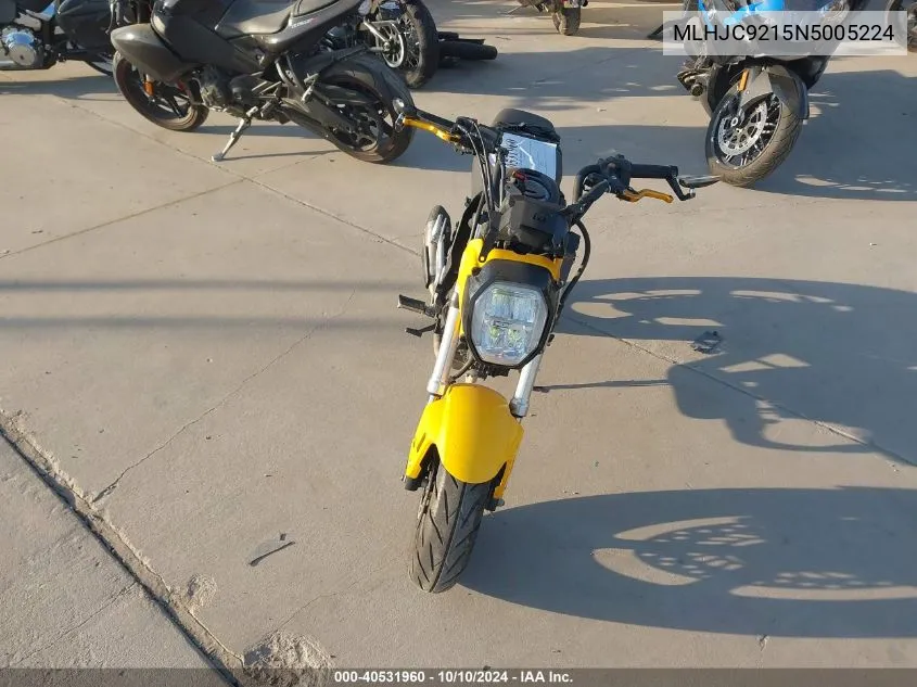 2022 Honda Grom 125 VIN: MLHJC9215N5005224 Lot: 40531960