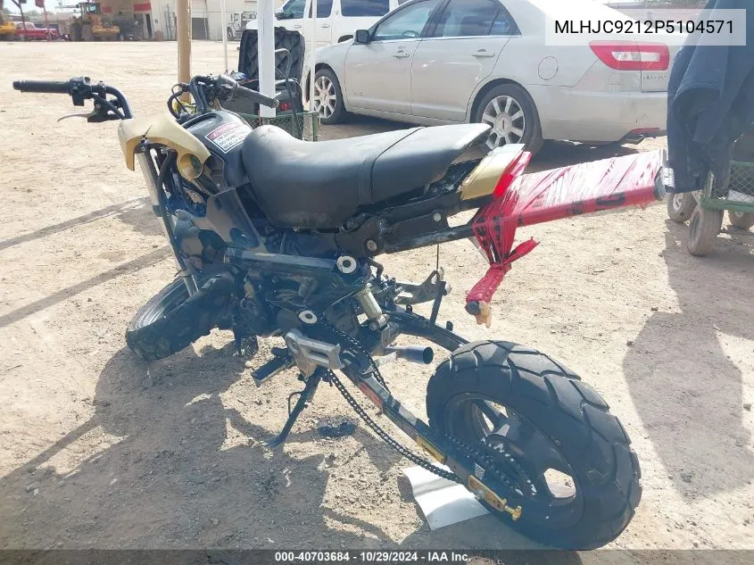 2023 Honda Grom 125 VIN: MLHJC9212P5104571 Lot: 40703684