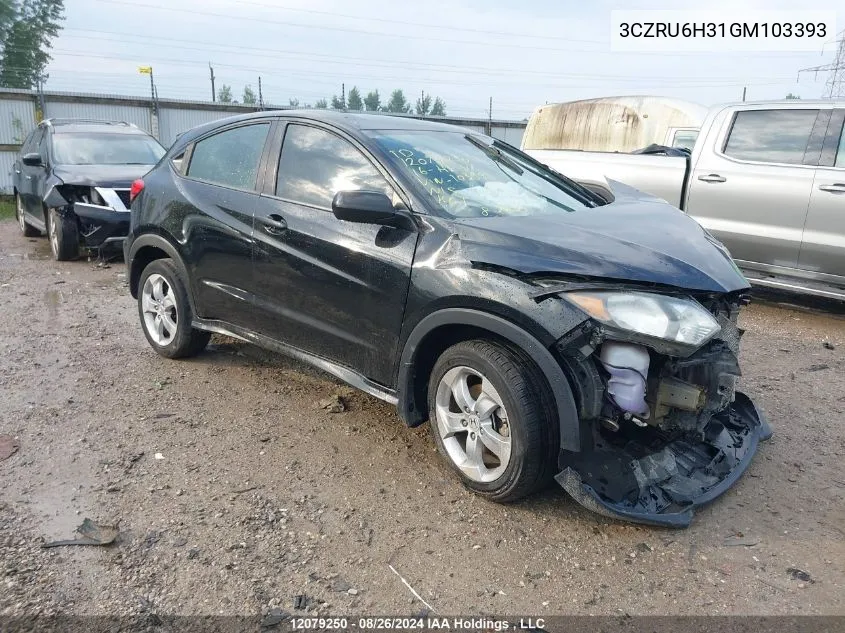 2016 Honda Hr-V VIN: 3CZRU6H31GM103393 Lot: 12079250