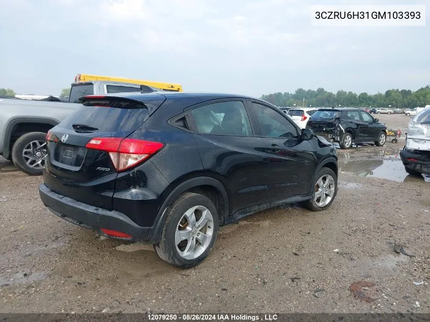 2016 Honda Hr-V VIN: 3CZRU6H31GM103393 Lot: 12079250