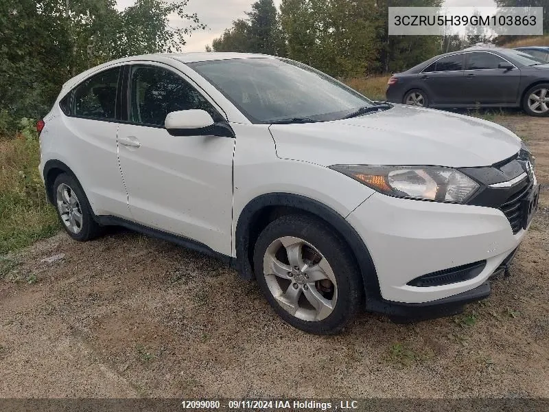 2016 Honda Hr-V Lx VIN: 3CZRU5H39GM103863 Lot: 12099080