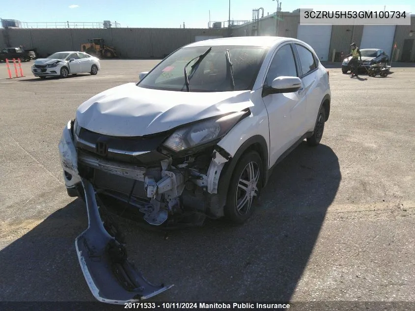 3CZRU5H53GM100734 2016 Honda Hr-V Ex