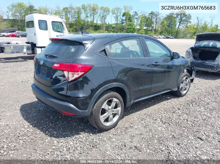 2016 Honda Hr-V Lx VIN: 3CZRU6H3XGM765683 Lot: 39402399