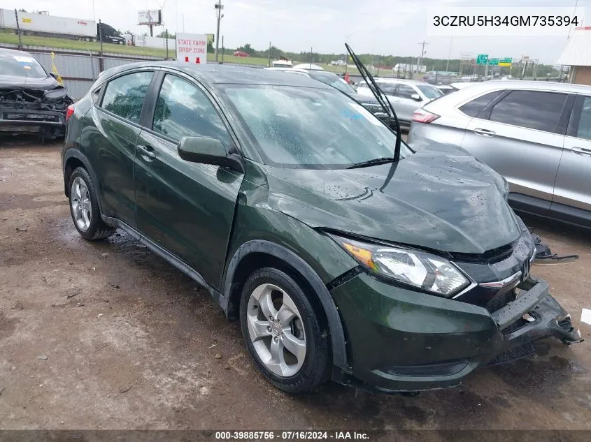 3CZRU5H34GM735394 2016 Honda Hr-V Lx