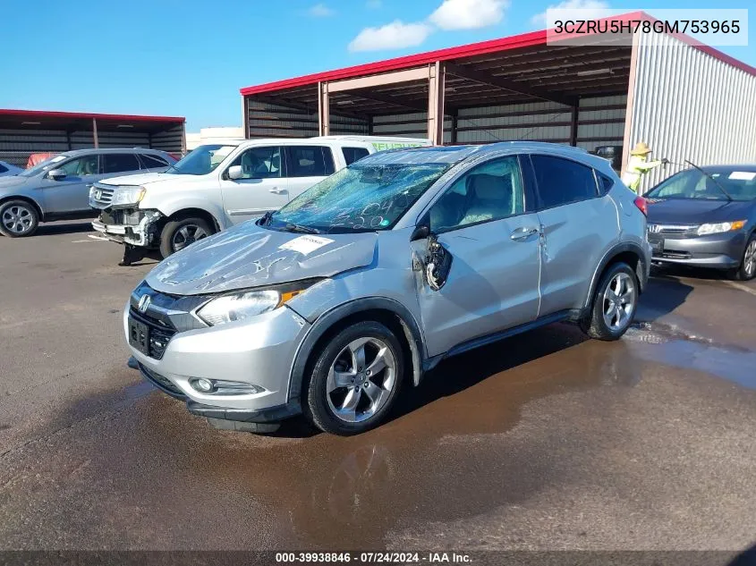 2016 Honda Hr-V Ex-L VIN: 3CZRU5H78GM753965 Lot: 39938846