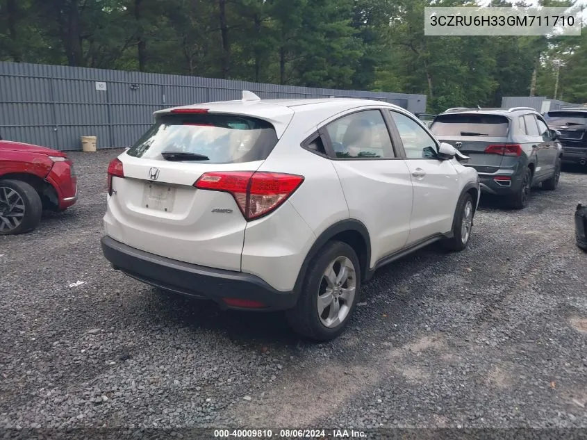 2016 Honda Hr-V Lx VIN: 3CZRU6H33GM711710 Lot: 40009810