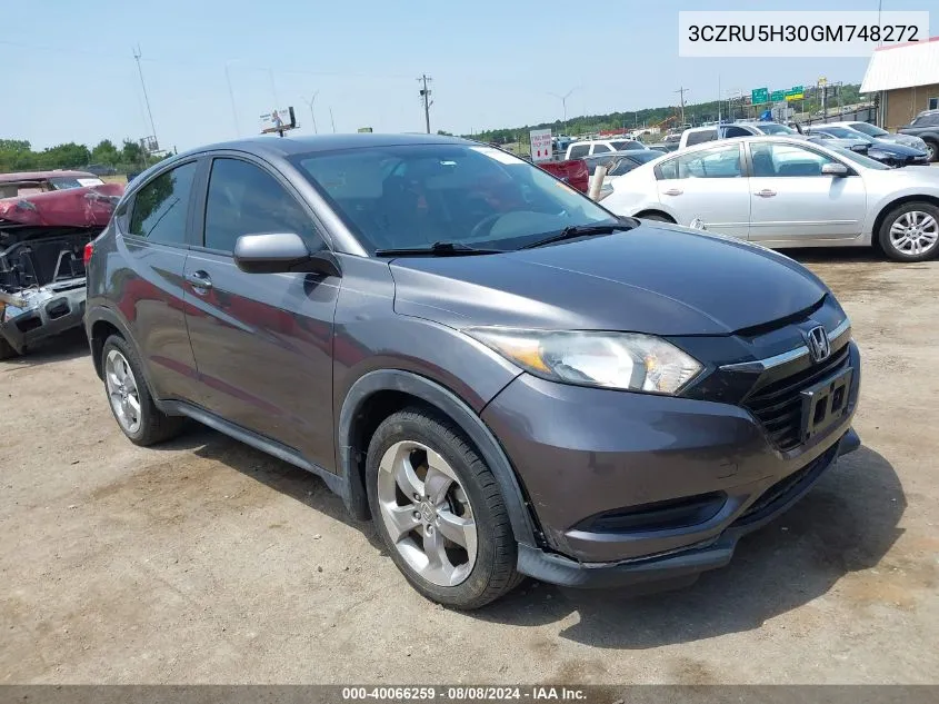 2016 Honda Hr-V Lx VIN: 3CZRU5H30GM748272 Lot: 40066259