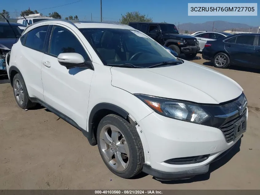 2016 Honda Hr-V Ex-L VIN: 3CZRU5H76GM727705 Lot: 40103560