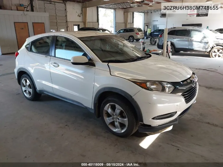 2016 Honda Hr-V Lx VIN: 3CZRU6H38GM748655 Lot: 40118009