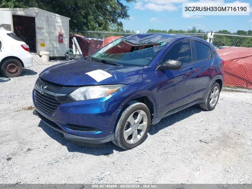 3CZRU5H33GM716190 2016 Honda Hr-V Lx