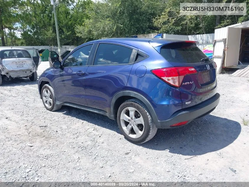 3CZRU5H33GM716190 2016 Honda Hr-V Lx