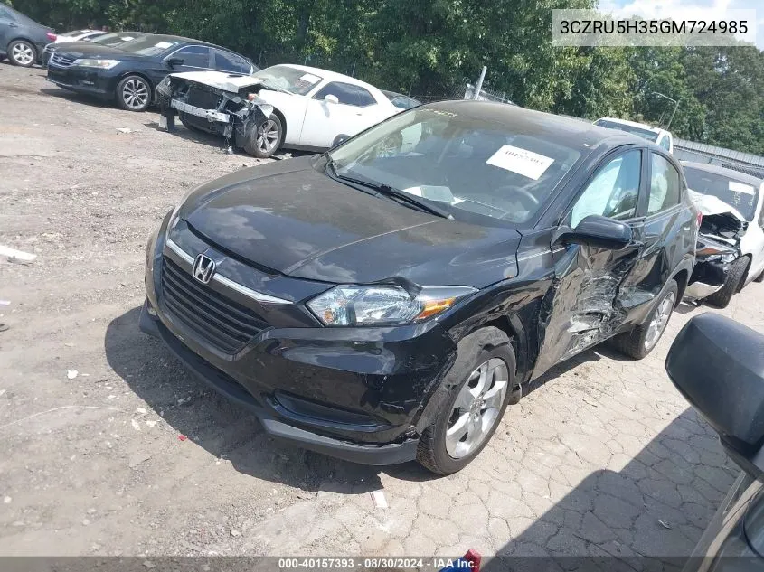 3CZRU5H35GM724985 2016 Honda Hr-V Lx