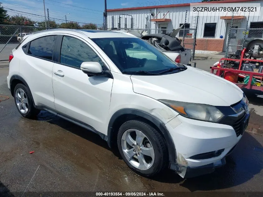 3CZRU6H78GM742521 2016 Honda Hr-V Ex-L