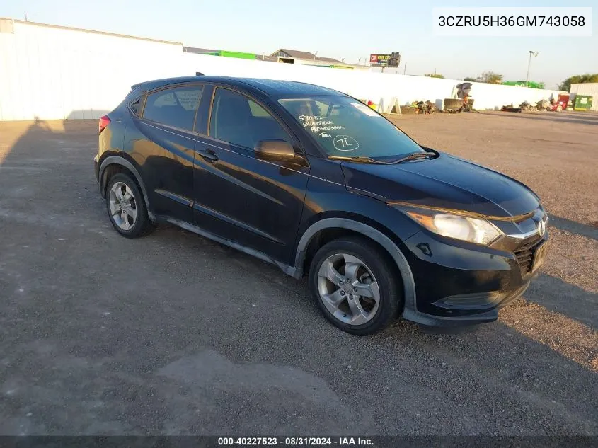 3CZRU5H36GM743058 2016 Honda Hr-V Lx