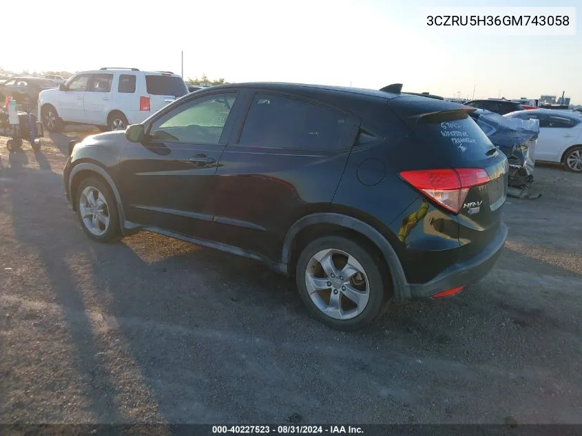 3CZRU5H36GM743058 2016 Honda Hr-V Lx