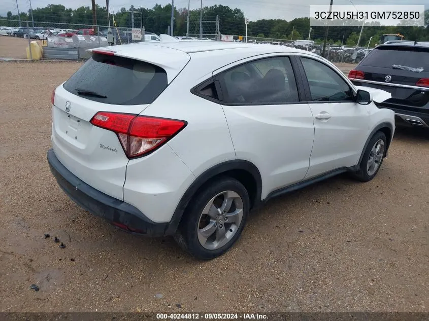 3CZRU5H31GM752850 2016 Honda Hr-V Lx