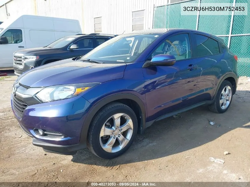 2016 Honda Hr-V Ex VIN: 3CZRU6H53GM752453 Lot: 40273053