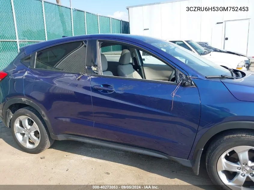 3CZRU6H53GM752453 2016 Honda Hr-V Ex