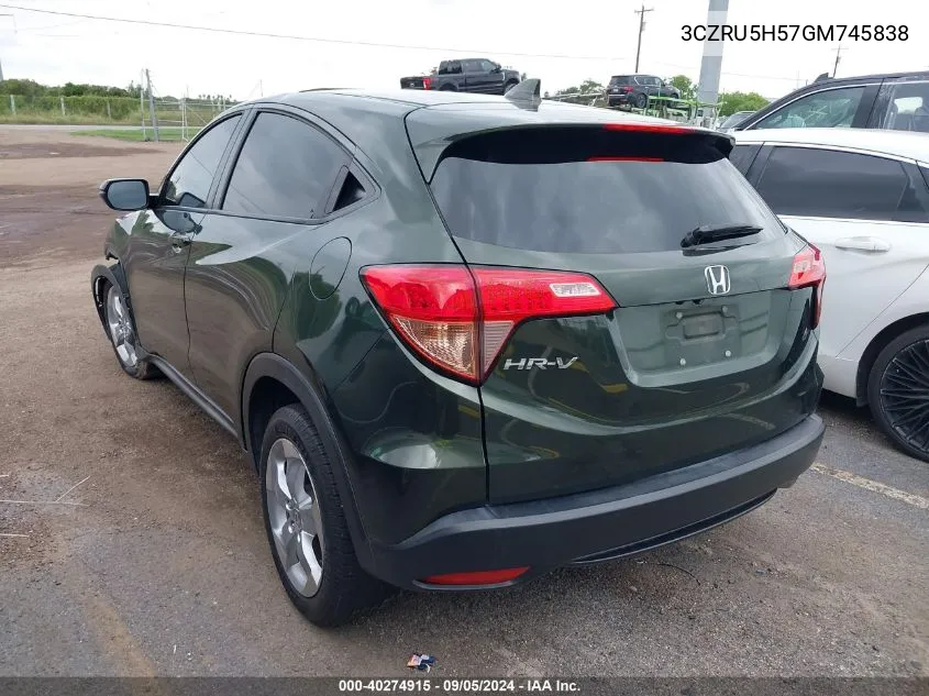 2016 Honda Hr-V Ex VIN: 3CZRU5H57GM745838 Lot: 40274915