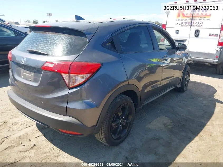 2016 Honda Hr-V Lx VIN: 3CZRU5H31GM739063 Lot: 40299359