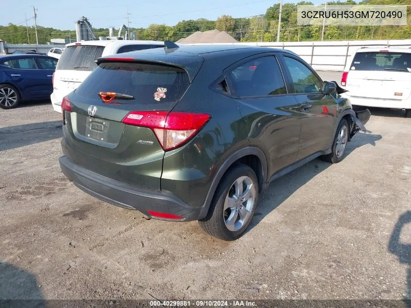 2016 Honda Hr-V Ex VIN: 3CZRU6H53GM720490 Lot: 40299881