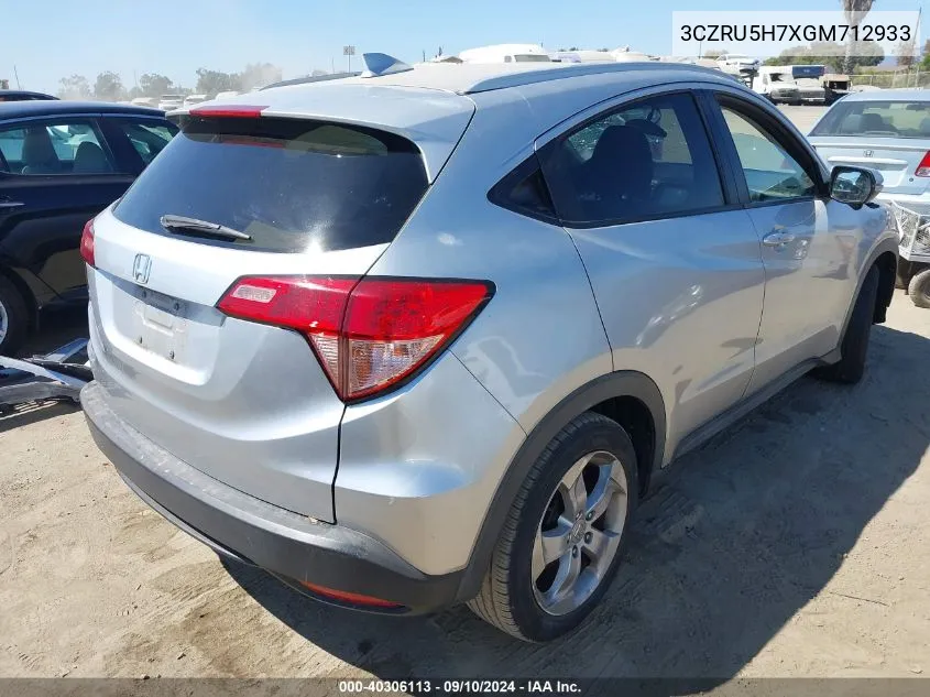 2016 Honda Hr-V Ex-L VIN: 3CZRU5H7XGM712933 Lot: 40306113